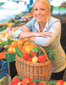 Girl working at farmers market